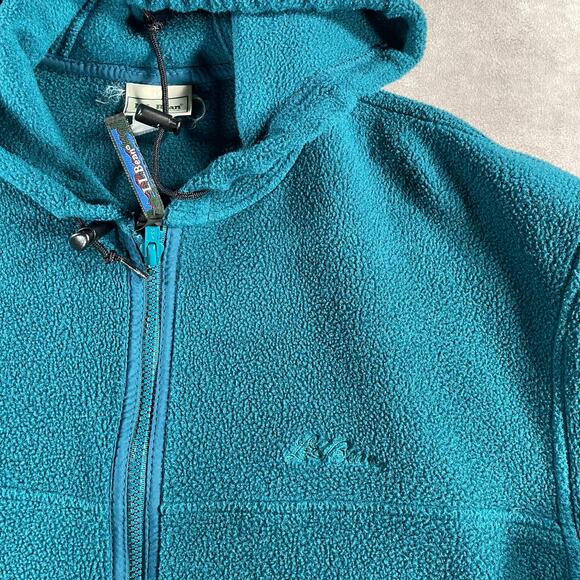 Vintage Women’s L.L. Bean Dark Teal Full Zip Hooded Fleece Jacket - Picture 4 of 5